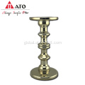 China Candle Holder Glass With Plating Gold Custom home decoration Factory